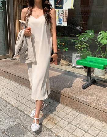 Feminine mood #Satin Sleeveless slip Dress