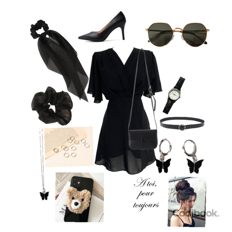 BULLANG GIRL 써클버클 벨트,common unique THIN LAYERED RING 6 SET,binary01 자개 나비-귀걸이등을 매치한 코디