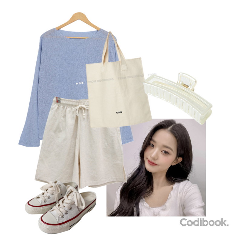 AWAB 라나썸머루즈니트(6color),AWAB 센스뮬스니커즈,jtamtam 린넨 트임밴딩팬츠 (4 color)등을 매치한 코디