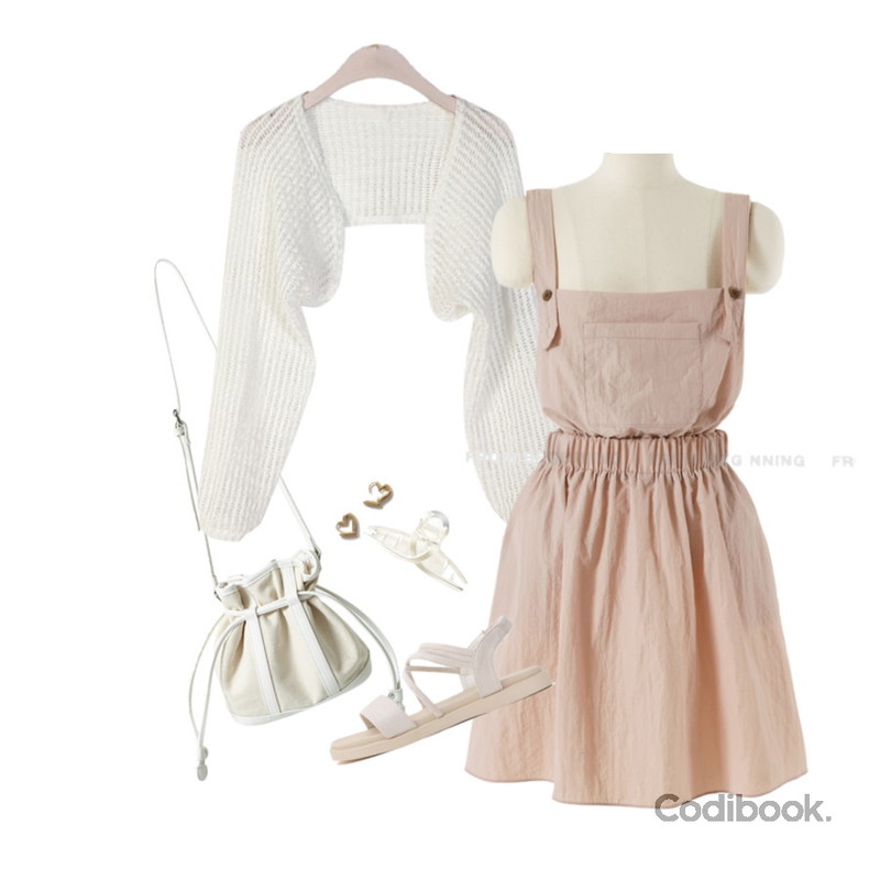 lavenir flory onetouch earring,TWEE 웨브 메탈 헤어핀,From Beginning 믹스레더 버킷숄더백 (3color)등을 매치한 코디