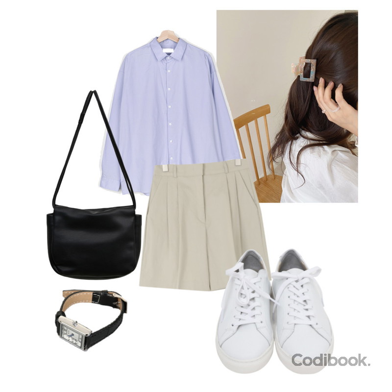 From Beginning Win real cowskin sneakers_H (size : 225,230,235,240,245,250),lavenir once hair pin,Zemma World Tank-Solo (watch)등을 매치한 코디