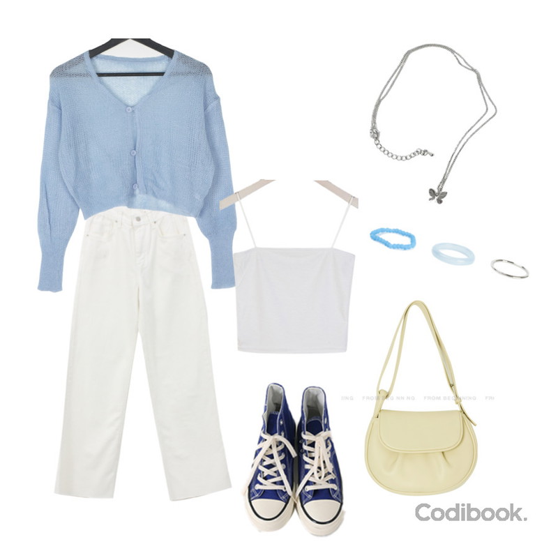 From Beginning 하이탑 컨버스스니커즈 (9color),NONCODE 유니 버터플라이 네크리스,somedayif 렌치 비비드 세트 링등을 매치한 코디