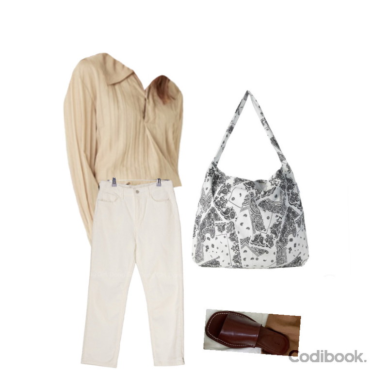 Dang2girl 비즈 골덴 일자 팬츠등을 매치한 코디