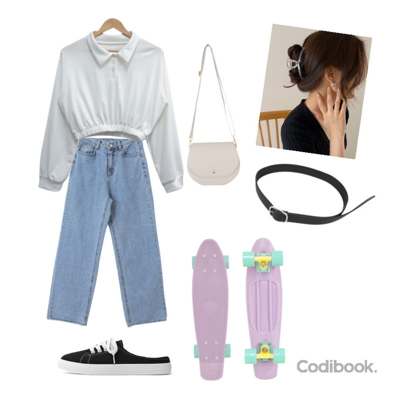 BULLANG GIRL 줄라이크로스백,BULLANG GIRL 선샤인벨트,lavenir nori hair pin등을 매치한 코디