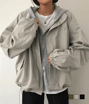 Hooded two-way Boxy night Jacket