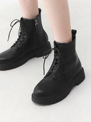 Round nose lace-up side zip ankle work boots 9162