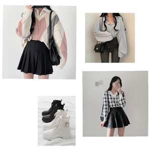 knitwears,blouses,boots 코디