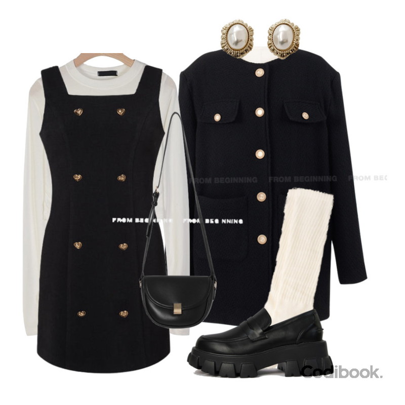 common unique FLIA GOLD FRAME PEARL EARRING,common unique MOMOS GOLGI LONG SOCKS,simplymood 폴린 플랫폼 로퍼등을 매치한 코디