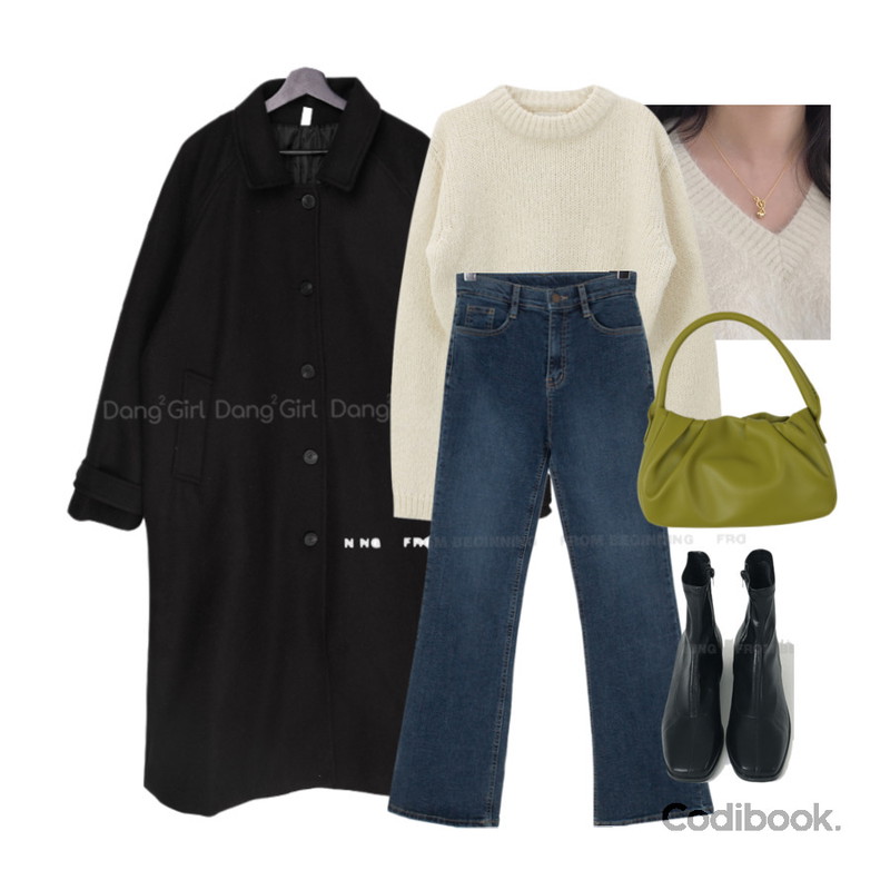 lavenir (made lavenir) morelove necklace,Dang2girl 빅사이즈 66-120 6온스 누빔 나그랑 싱글 카라 롱 코트,UPTOWN HOLIC 토푸 미니백 (*3color)등을 매치한 코디