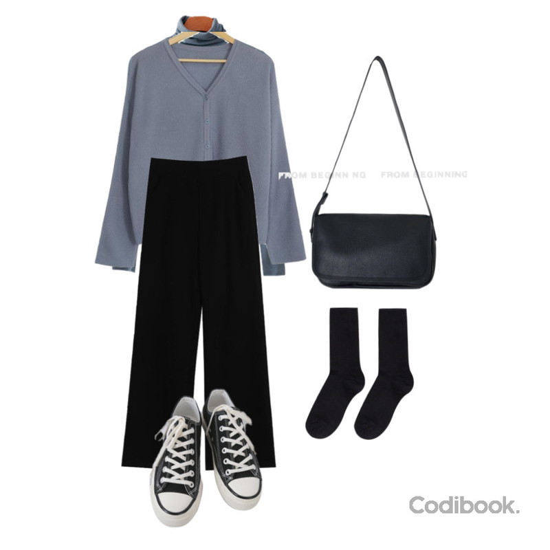 MIXXMIX 베이직 골지 롱삭스,AFTERMONDAY basic casual color sneakers (10colors),ENVYLOOK 모로코골지폴라등을 매치한 코디