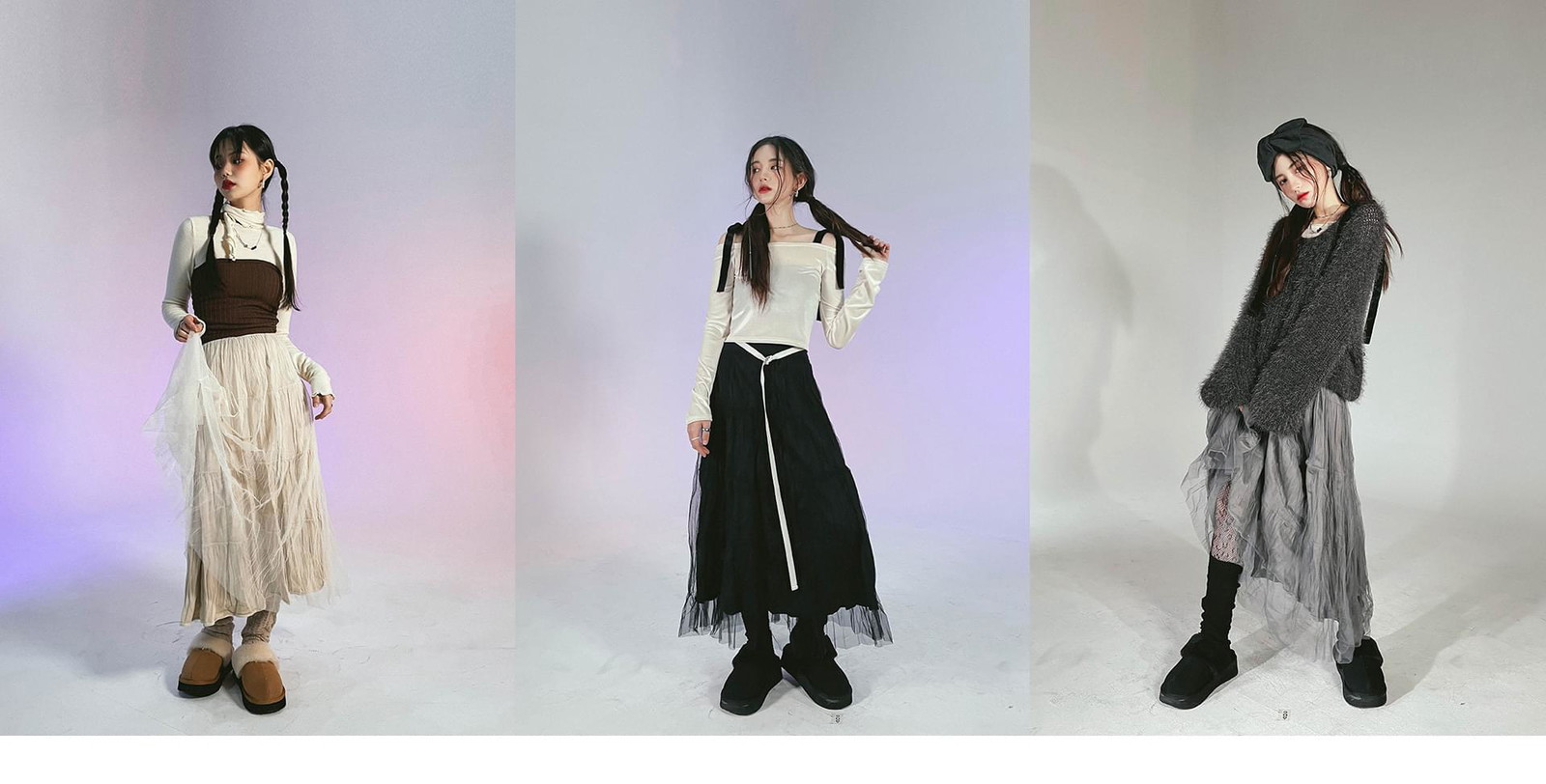 벨벳 레이어드 샤 롱스커트 (당일)