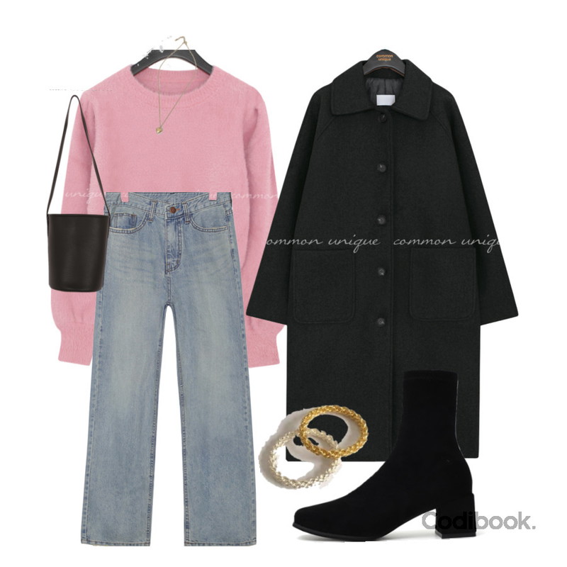 common unique BRIGHT STRAIGHT DENIM PANTS WITH CELEBRITY _ 허영지 착용,lavenir (silver925) mesh ring,From Beginning 매트미니 하트목걸이 (2color)등을 매치한 코디