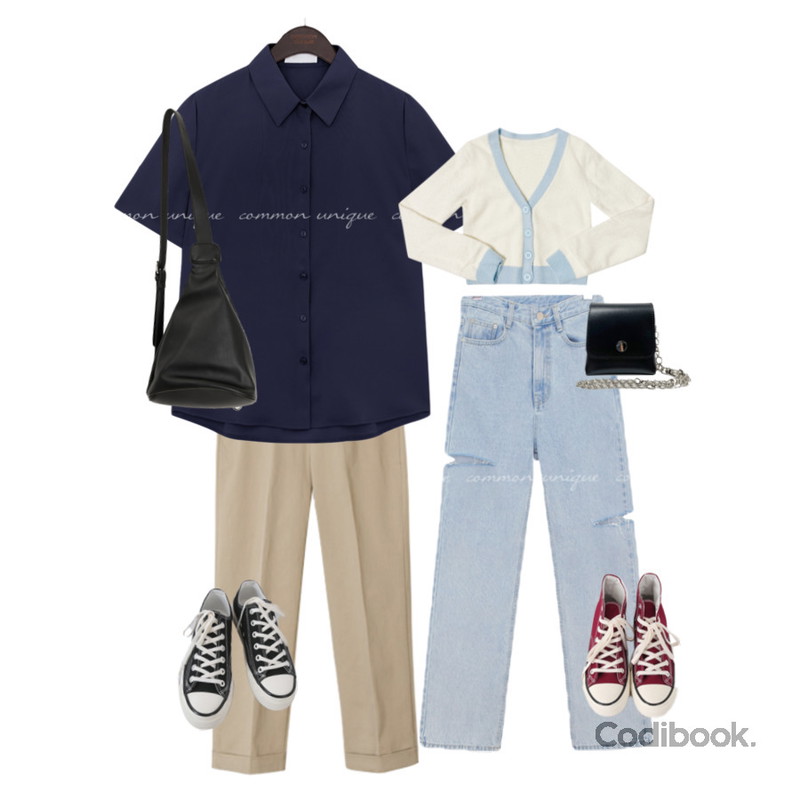 AFTERMONDAY basic casual color sneakers (10colors),From Beginning 하이탑 컨버스스니커즈 (9color),NONCODE 플루이드 앙고라 투피스 set등을 매치한 코디