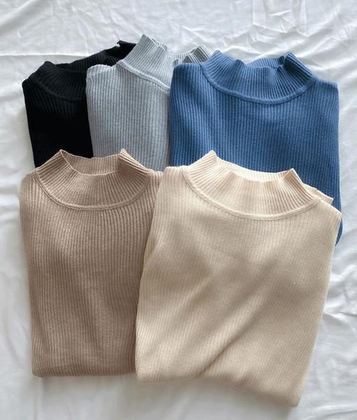 Mock Neck Ribbed Knit Top