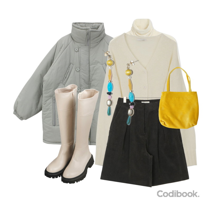 AFTERMONDAY source mixed drop earrings,Zemma World ＃3천장돌파보들앙고라 여리폴라티,UPTOWN HOLIC 모헤어 가디건 (*4color)등을 매치한 코디