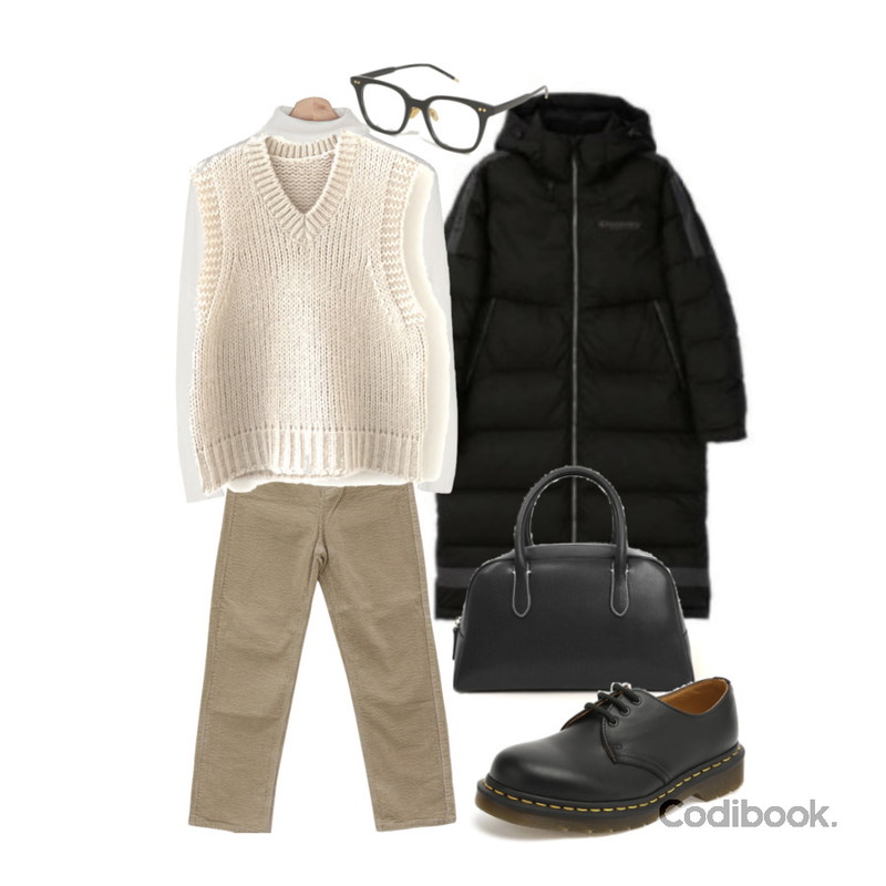 UPTOWN HOLIC 러디 glasses (*3color),thanksmerry 코듀로이 하이웨스트 일자 팬츠,Dang2girl 렌나 울블렌드 폴라티등을 매치한 코디