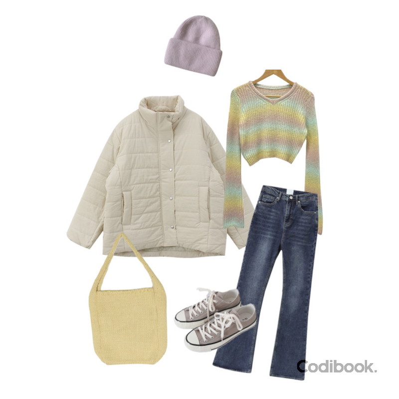 AFTERMONDAY basic casual color sneakers (10colors),Dang2girl 데이밴 미니 니트 숄더백,WONLOG 레옹 오버핏 패딩등을 매치한 코디