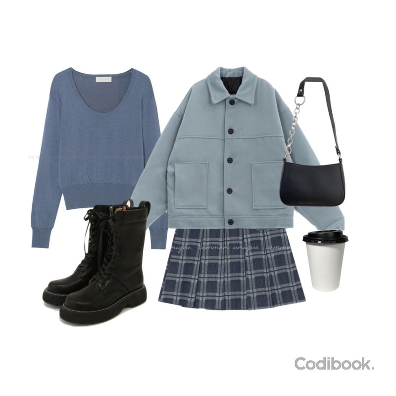 common unique LINGGA STITCH LACE-UP HIGH WALKER,EN NOTE minen jacket,closeclip 로즈 미니 투웨이백등을 매치한 코디