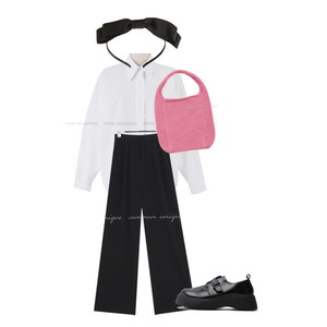 캐주얼,화이트,블랙,러블리,팬츠,데일리,꾸안꾸,셔츠 코디