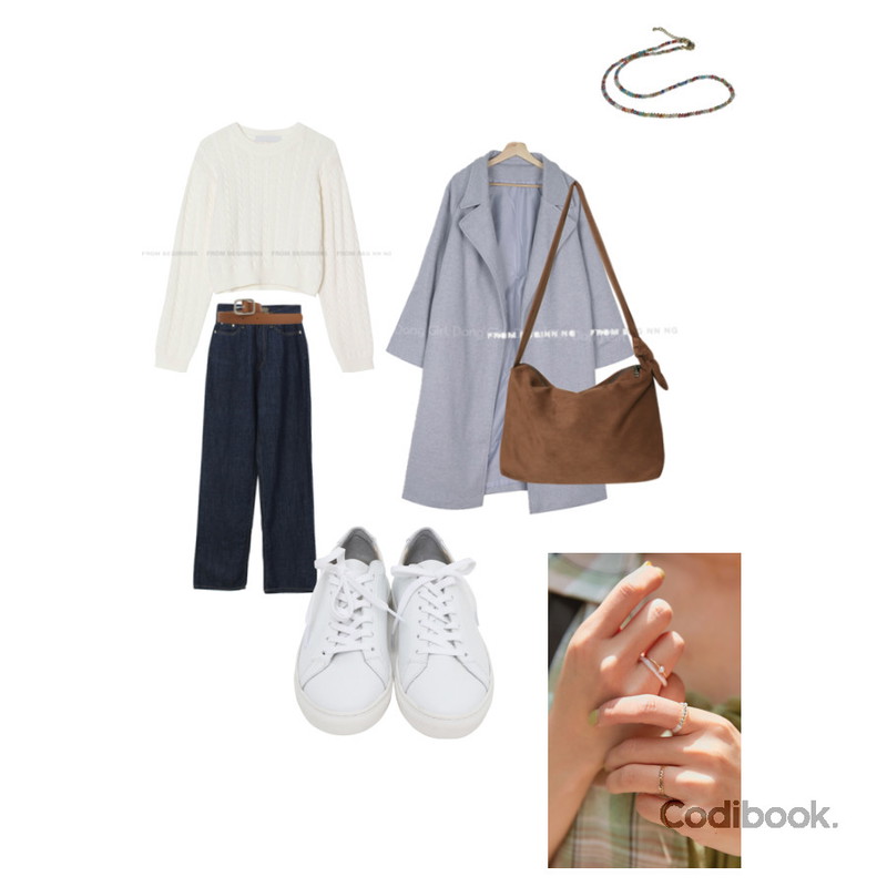 From Beginning Win real cowskin sneakers_H (size : 225,230,235,240,245,250),common unique LUVIN LAYERED RING 5 SET,WONLOG 리치 린넨 팬츠등을 매치한 코디