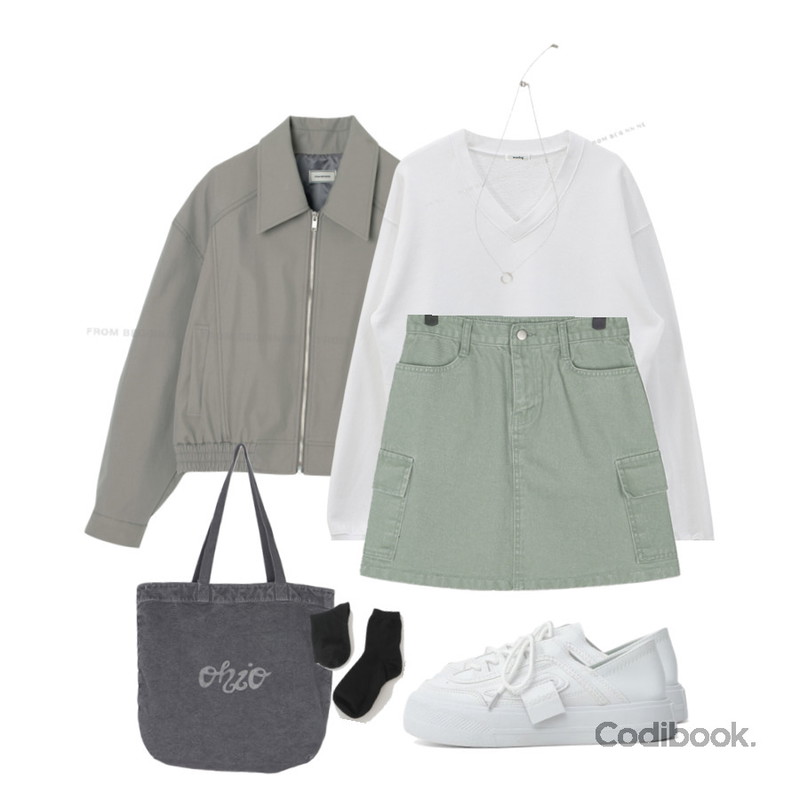 AFTERMONDAY basic color easy socks (10colors),From Beginning 크랙라운드 펜던트목걸이 (2color),ITSHU 2way 통굽 스니커즈&블로퍼(3.4cm) 11076등을 매치한 코디