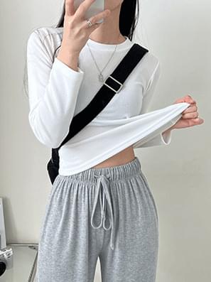 Chewy Spandex plain crop long sleeve tee