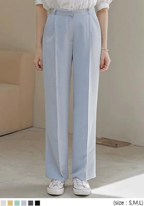 Semi Wide Fit Cool Pintuck Straight Slacks