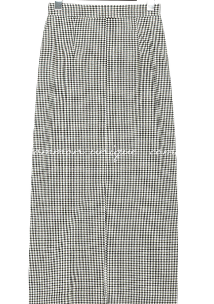 Casual Check Slit H-Line Long Skirt
