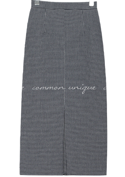 Casual Check Slit H-Line Long Skirt