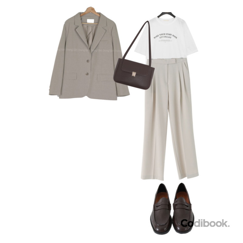 From Beginning 글로시링클 페니로퍼 (2color),Codibook Delight 에밀리 핀턱와이드슬랙스 (5color),common unique MEILLY SQUARE SHOULDER BAG등을 매치한 코디