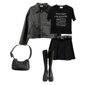 Black,Dailyjou,Spring,Leather,Modernchic 코디