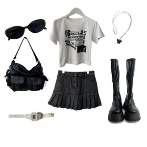 Vintage,Casual,Denimskirt,Summerlook,Neutral 코디