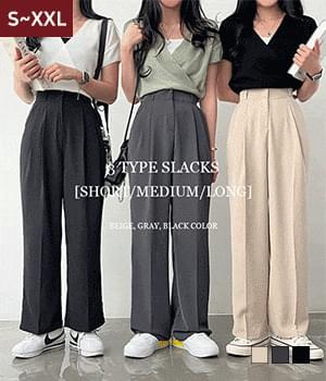 Anyone can own, length 3 color two-pin tuck back banding wide slacks