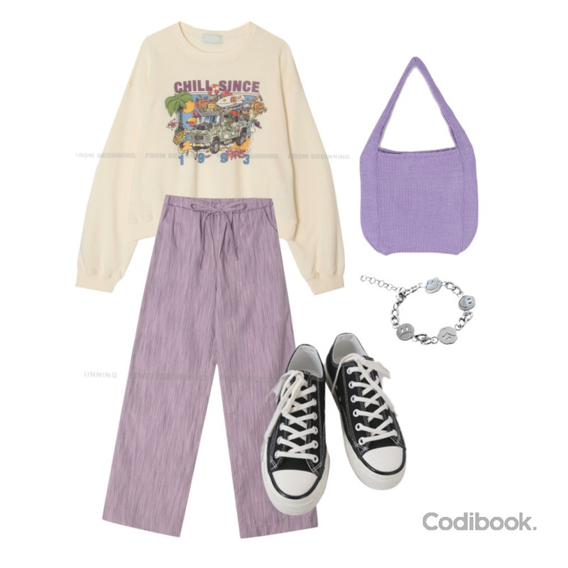 AFTERMONDAY basic casual color sneakers (10colors),Dang2girl 데이밴 미니 니트 숄더백,RIGHT HERE 스마일 패턴 팔찌 WBR82 W등을 매치한 코디