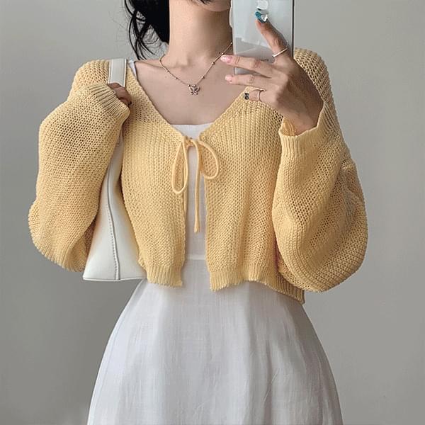 summer ribbon tie bustier cardigan