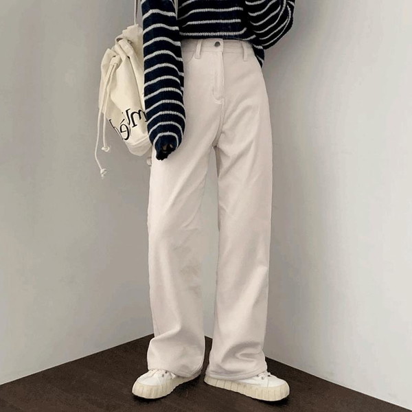 Brush-Lined Straight Pants