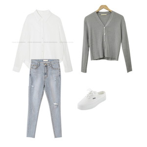 blouses,jeans,Cardigan/Vest 코디