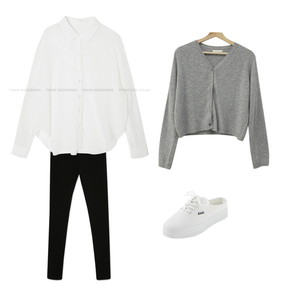 leggings,blouses,Cardigan/Vest 코디