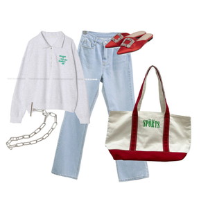 jeans,CanvasBags,LongSleeve 코디