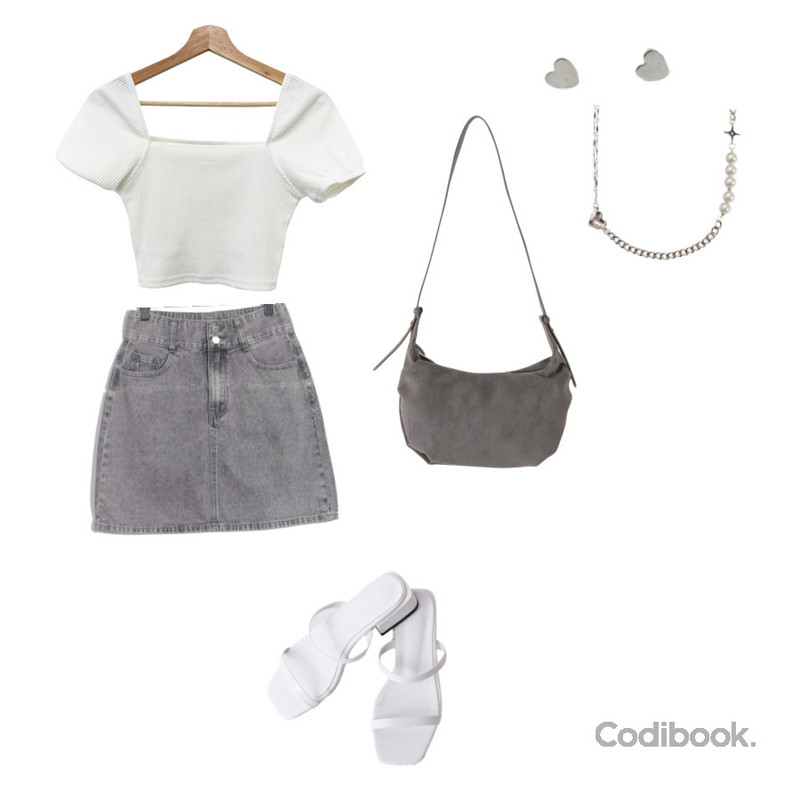 ENVYLOOK 에슈드샌들,From Beginning 빈티지스웨이드 호보백 (4color),RIGHT HERE 오로라 진주 믹스 언발 체인 목걸이 WNC95 W등을 매치한 코디