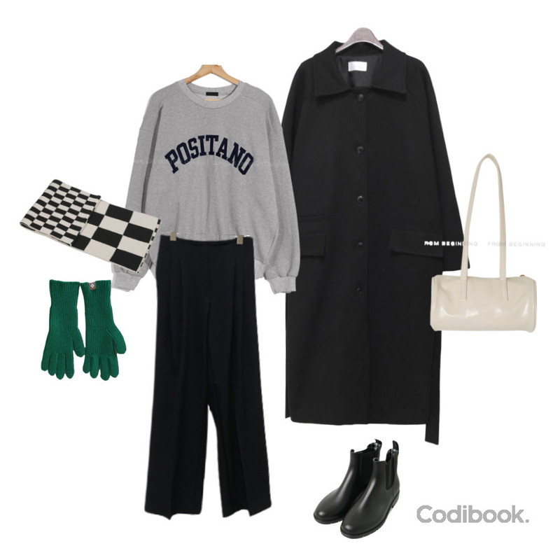 VANILLAMILK (acc) 어텀크 체커 울 머플러,ENVYLOOK 홀터치미컬러장갑,LOVELY SHOES 장마템 첼시 레인부츠 2cm등을 매치한 코디