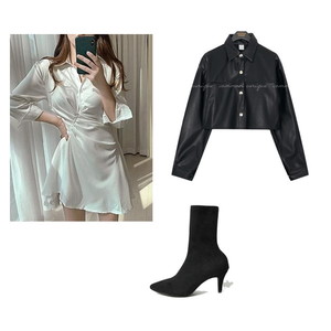 MiniDresses,boots,jacket 코디