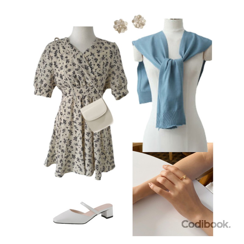 lavenir (silver925) charm ring,lavenir white snow earring,DAILYJOU 피구라티 스퀘어 크로스백 - 2 color등을 매치한 코디