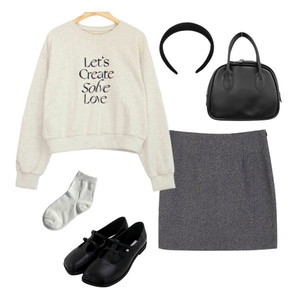 スカート,長袖Tシャツ,ローファー 코디