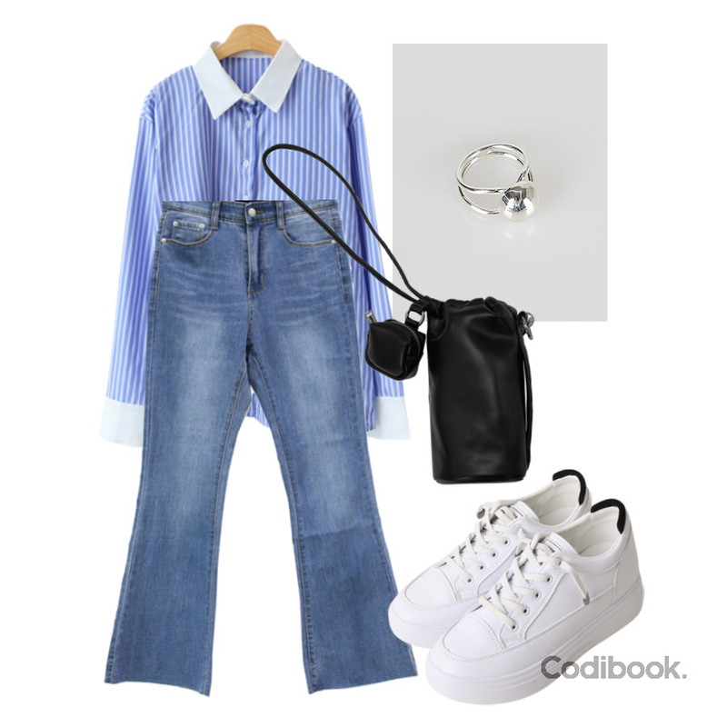 LOVELY SHOES 한걸음더 키높이 스니커즈 6cm,PROSTJ silver.no.521,ENVYLOOK 프루토셔츠등을 매치한 코디
