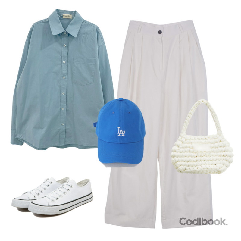 From Beginning LA자수 레터링볼캡 (6color),VANHECER 베이직 캔버스 스니커즈 S#JI060,WONLOG 프레즐(bag)등을 매치한 코디