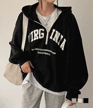 Virginia Casual Loose-fit Fit Half-zipped Hooded Sweatshirt