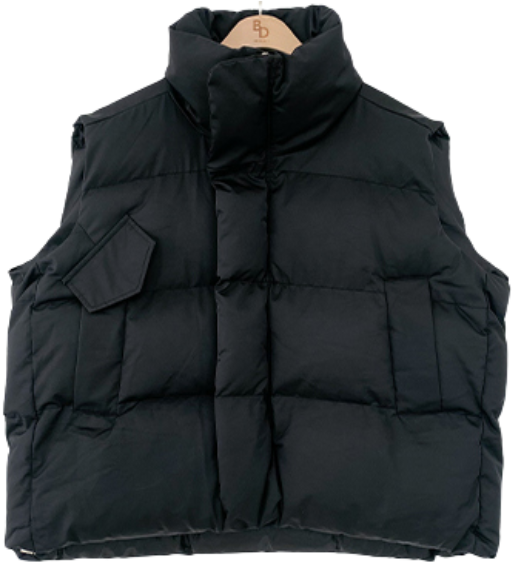 These days, it’s just Wellon overfit padded vest.