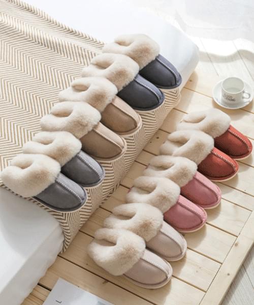 Stately walking suede fleece fur slippers