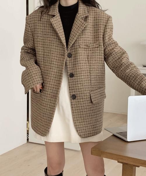 Paul girlish mood check tailored half coat